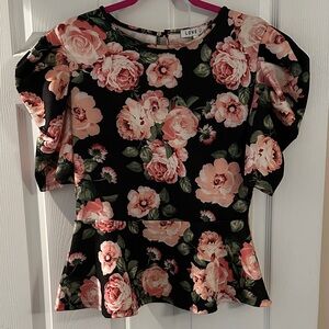 Love J  Black and Pink Floral Blouse